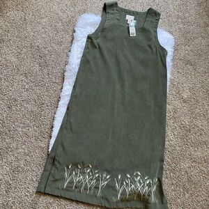 Cracker Barrel Maxi Dress Boho Floral Embroidered Green Size Medium‎